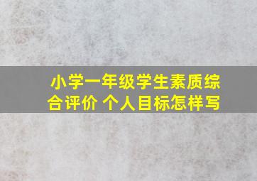 小学一年级学生素质综合评价 个人目标怎样写